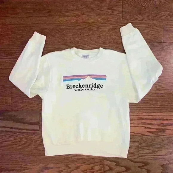 Breckenridge Colorado pale yellow Embroidered Sweatshirt Size Small - Picture 8 of 9